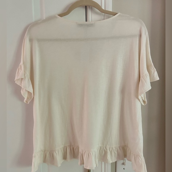 Loft ruffle detail T-shirt S NWT - Picture 2 of 6